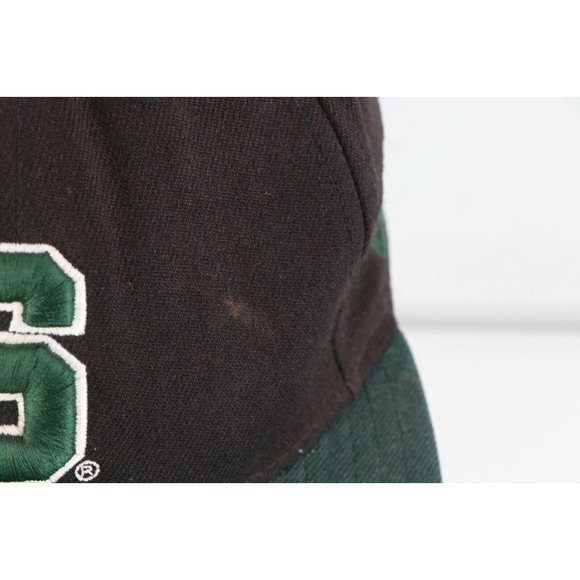 Vintage Distressed New Era Michigan State University Fitted Hat Cap Black 7 1/4 - Picture 4 of 11
